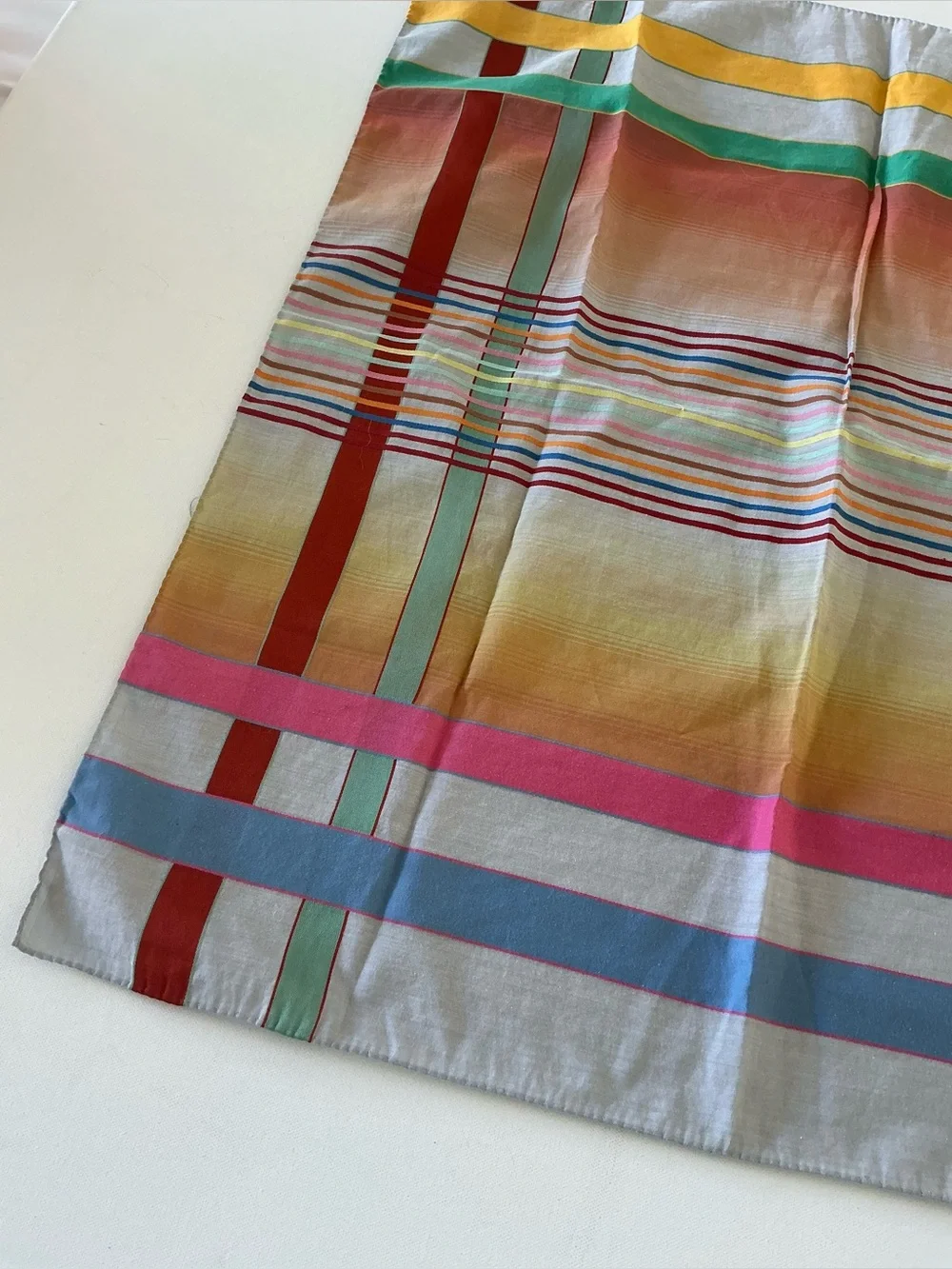 Green and Brown Plaid Silk Scarf